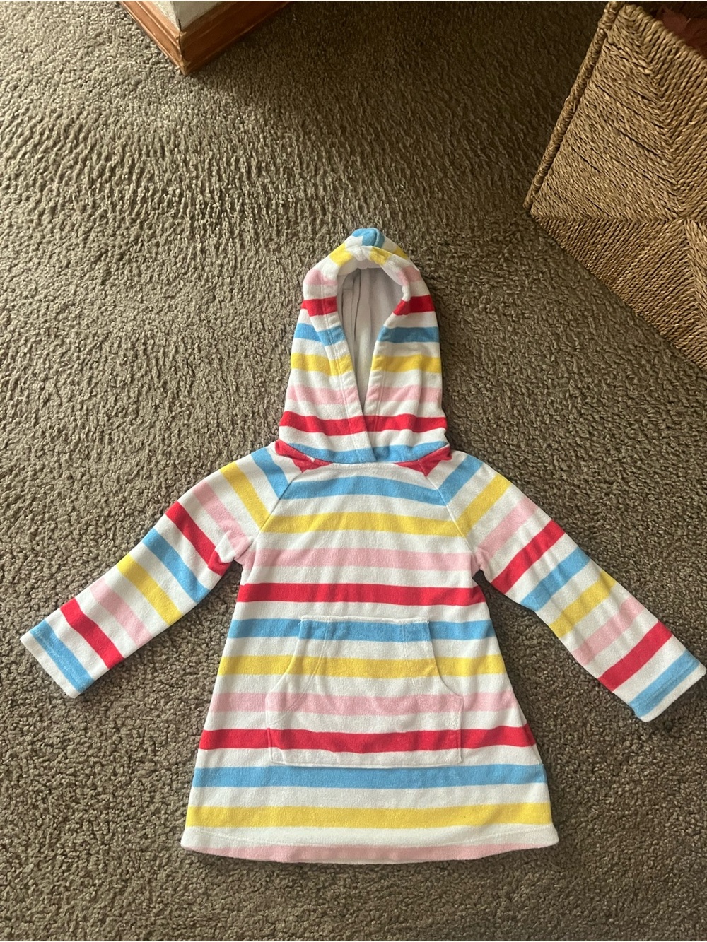 Hanna Andersson Hooded Stripe Terry Tunic Swim Coverup- size 3T